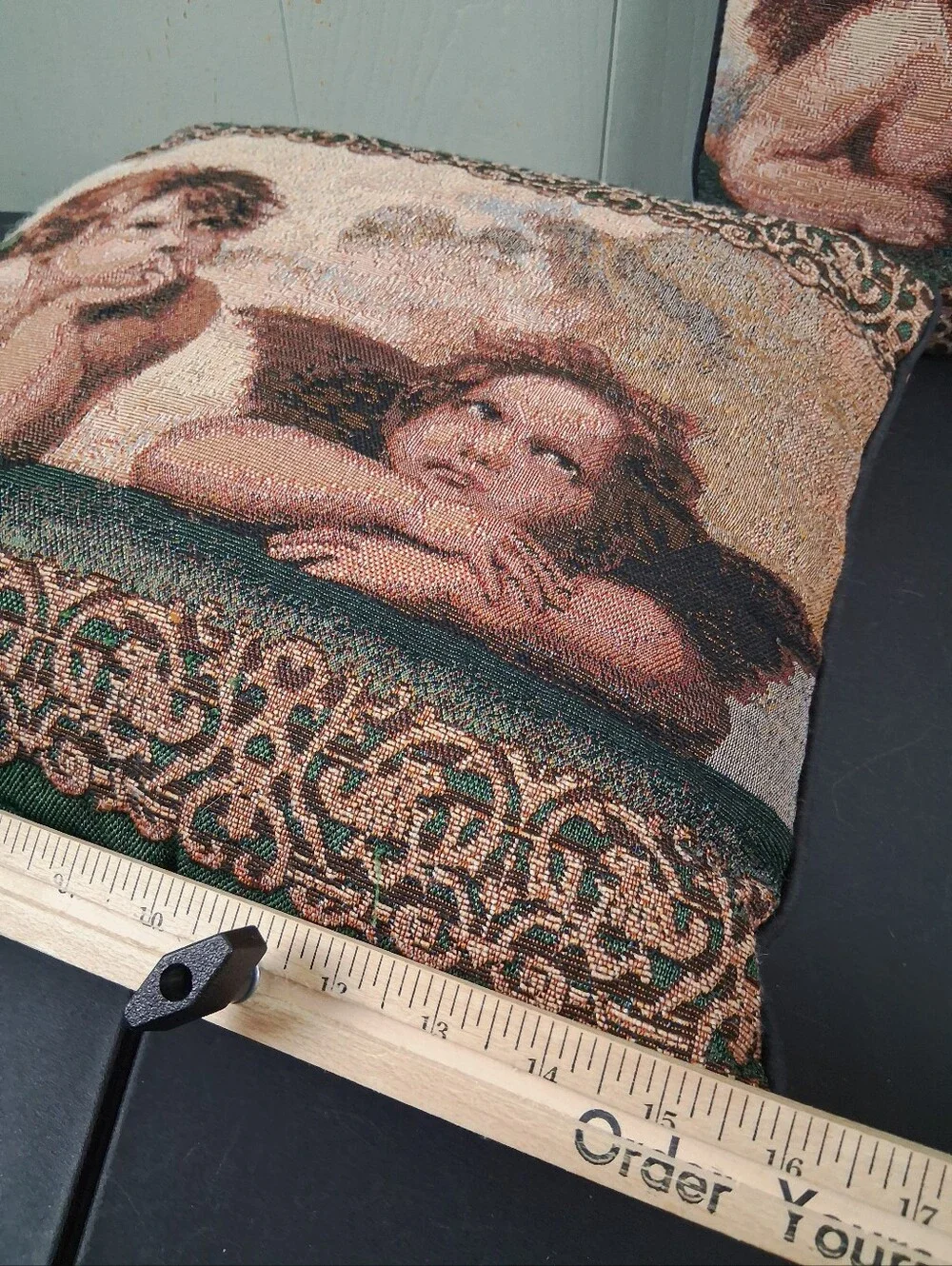 Vintage Whimsical Throw Pillows 2 Tapestry Cherubs Angels Romantic Cottagecore